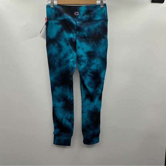 Champion Blue & Black Tie Dye Print Mid Rise Sport Jogger Tight in Cloud Burst M - Picture 5 of 11